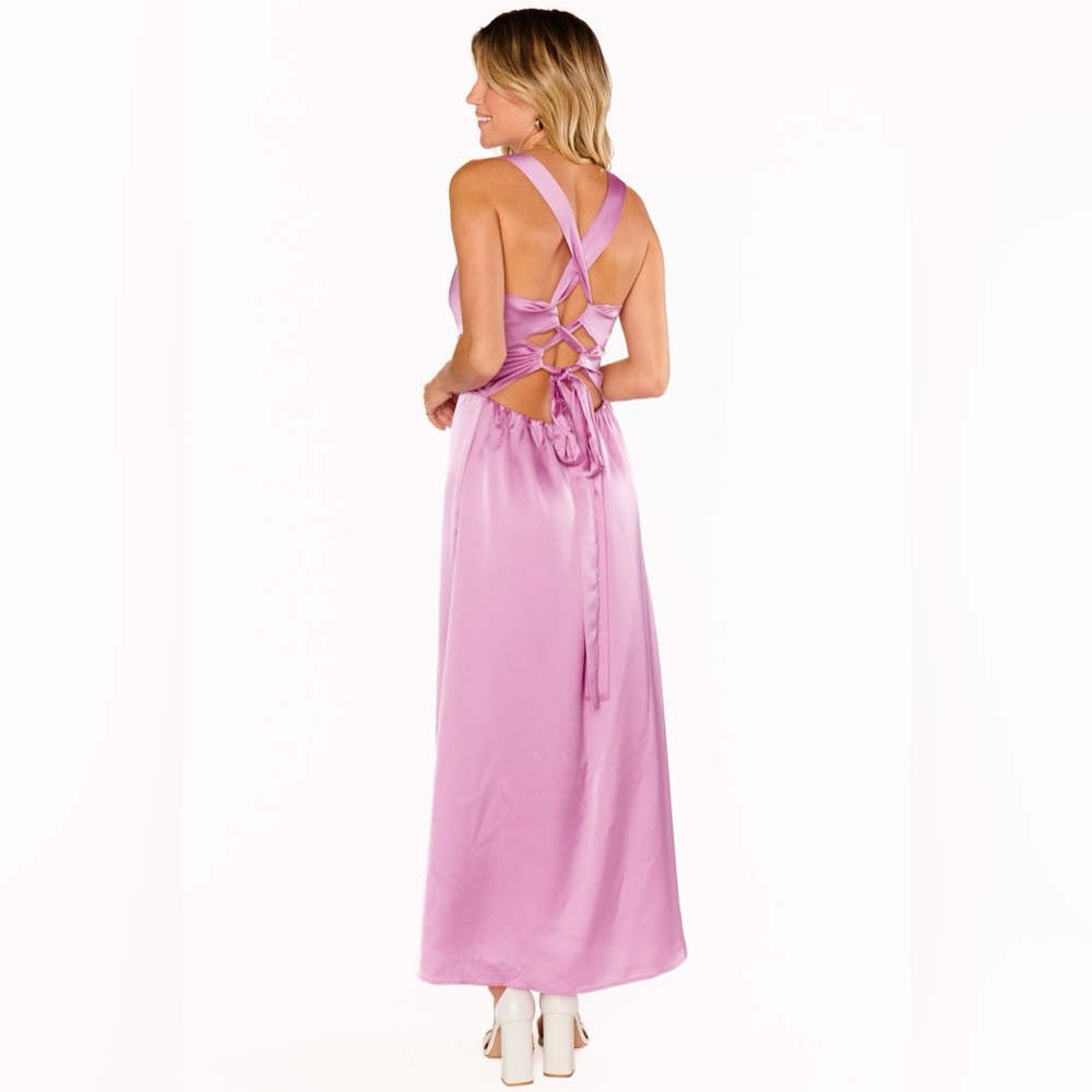 Show me your Mumu Mina Midi Dress ~ Purple Pink Luxe Satin - NWT - Picture 4 of 5
